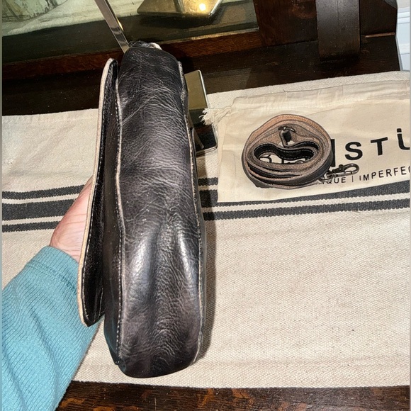 Bed Stu Distressed Black Leather Crossbody Bag - Picture 12 of 15